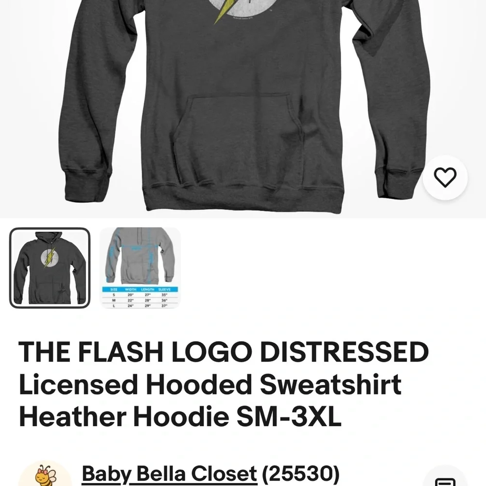 DC Comics The Flash Logo Distressed Hooded Sweatshirt - Picture 13 of 15